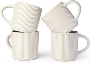 Matte White Coffee Mugs Set of 4, 12 Ounce Mug with Handles, Ceramic  Catering Coffee Cups, Porcelain Mugs Sets for Coffee, Tea, Hot Cocoa, Milk, Microwave and Dishwasher Safe