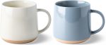 Ceramic Coffee Mugs Set of 2, 17oz Handmade Ceramic Coffee Mugs Set with Terracotta Underside for Latte/Tea/Beer/Hot Cocoa, Dishwasher & Microwave Safe