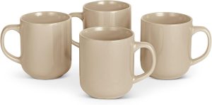 Ceramic Coffee Mugs, Ceramic 4-Piece Set, 16 oz, Microwave and Dishwasher-Safe, Linen Gray