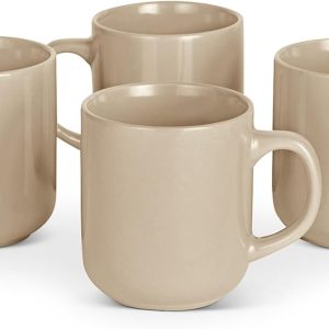 Ceramic Coffee Mugs, Ceramic 4-Piece Set, 16 oz, Microwave and Dishwasher-Safe, Linen Gray