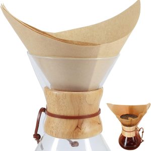 Coffee filters, square, natural unbleached disposable coffee filter paper, suitable for pour-in and drip coffee makers (50-piece set, fits 3-10 cups)