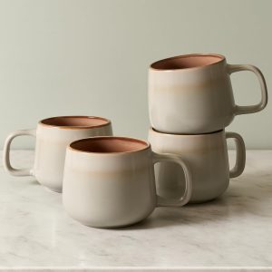Ceramic Coffee Mugs Set of 4 | 12 oz  Coffee Cups | Lead-Free, Non-Toxic | Microwave and Dishwasher Safe | Comfortable Handle | Aesthetic Nordic Design for Tea and Latte |