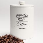 Airtight Coffee Canister - 66 fl oz / 2L Large White Ceramic Coffee Container Airtight - 5.5'' Round × 8.2'' Tall Coffee Bean Storage - Stylish Ceramic Coffee Jar With Lid for Grounds & Beans