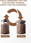 Glass Coffee Bean Jar – Pop Top Air Tight Coffee Bean Container with CO2 Valve, 10 oz Coffee Storage Airtight Canister, 0.63lb