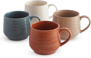 17.5 oz  Coffee Mugs Set of 4, Rustic Ceramic Mug with Speckled Reactive Glaze, Large Pottery Drinkware for Coffee or Tea, Dishwasher & Microwave Safe Mugs,