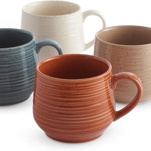17.5 oz  Coffee Mugs Set of 4, Rustic Ceramic Mug with Speckled Reactive Glaze, Large Pottery Drinkware for Coffee or Tea, Dishwasher & Microwave Safe Mugs,