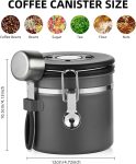 Coffee Canister, Small Stainless Steel Coffee Bean Storage Container with Date Tracker, Airtight Coffee Canister with CO2 Valve & Free Scoop (800ML-Grey)