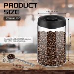 Vacuum Coffee Canister for Coffee Bean Storage, 1.2L/40.6oz Airtight Coffee Storage Container, Glass Manual Vacuum Seal Coffee Container with Scoop for Bean, Ground Coffee, Tea