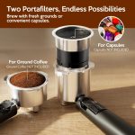20 Bar Espresso Machine Semi-Automatic, Professional Coffee Maker with Milk Frother Steam Wand & 45OZ Removable Water Tank, Home Barista System for Cappuccino, Latte, Americano-Stainless Steel-Blue