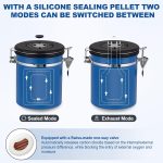 Coffee Canister Airtight Coffee Container Stainless Steel Coffee Bean Storage Container with Scoop Coffee Canister for Beans Grounds Sugar Flour Tea Cereal,16OZ,Blue