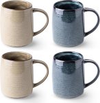 Large Coffee Mugs Set of 4, 18oz Handmade Ceramic Coffee Mugs Set with Gradient color for Latte/Tea/Beer/Hot Cocoa, Dishwasher & Microwave Safe, Multi-Color