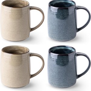 Large Coffee Mugs Set of 4, 18oz Handmade Ceramic Coffee Mugs Set with Gradient color for Latte/Tea/Beer/Hot Cocoa, Dishwasher & Microwave Safe, Multi-Color