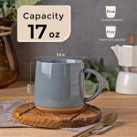 Ceramic Coffee Mugs Set of 2, 17oz Handmade Ceramic Coffee Mugs Set with Terracotta Underside for Latte/Tea/Beer/Hot Cocoa, Dishwasher & Microwave Safe